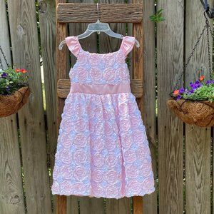 Rare Edition Little Girls Pink Rosette Dress